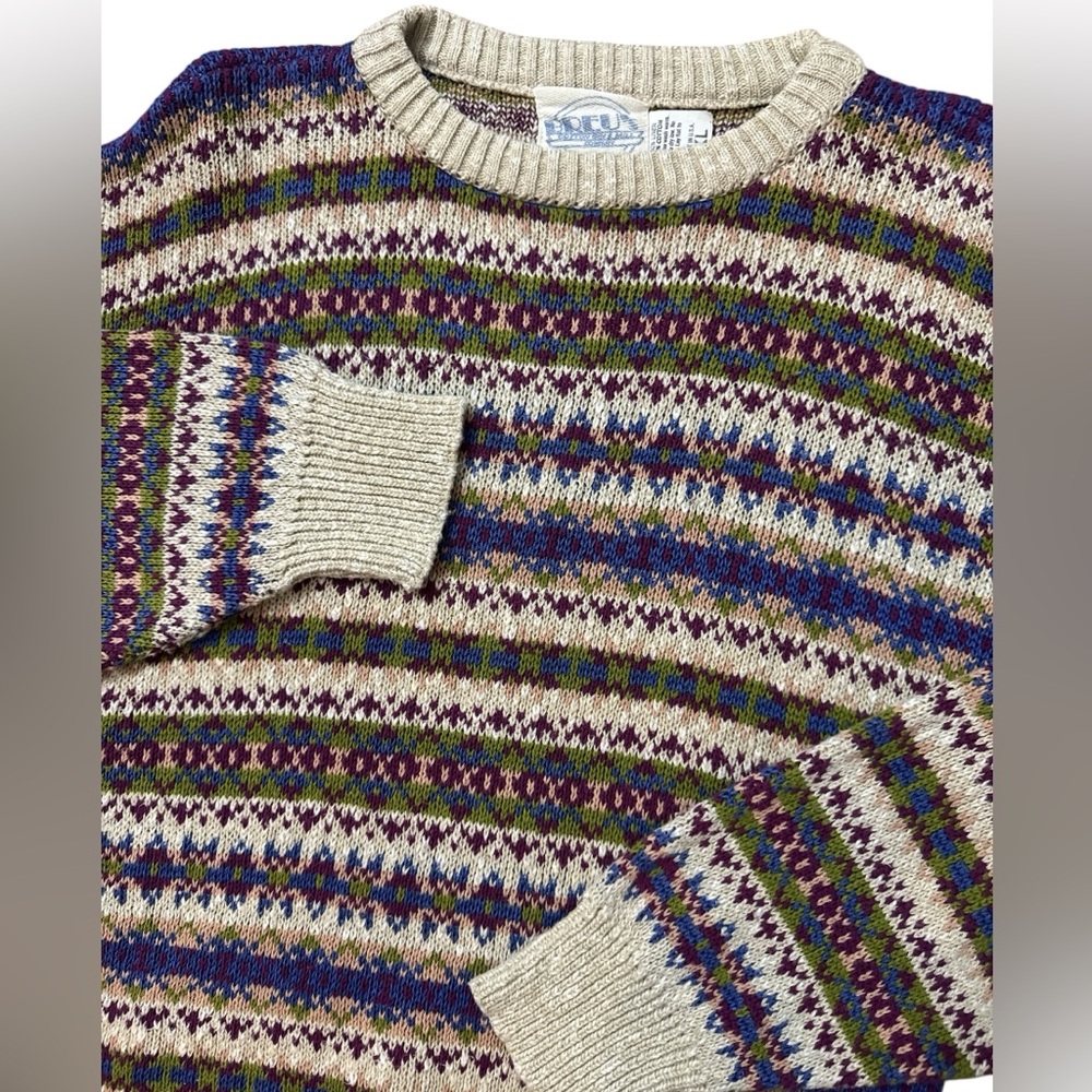 Vintage BREU’S Women’s Linen Blend Sweater Size XL USA Made Multicolored‎ Knit